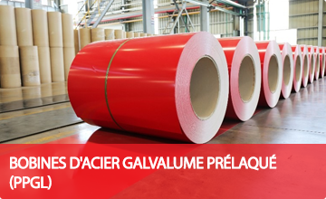 BOBINES D'ACIER GALVALUME PRÉLAQUÉ (PPGL)